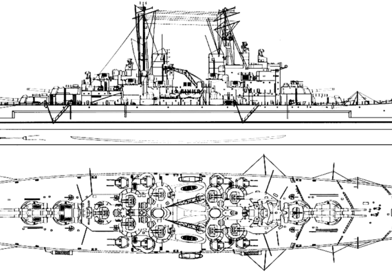 Боевой корабль HMS Vanguard 1948 [Battleship] - чертежи, габариты, рисунки